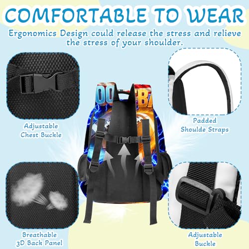 Football Backpack for Kids,School Bookbag Large Capacity Adjustable Bookbag Durable Lighting Multi Pockets School Bag Daypack Travel (Football) - color: Football