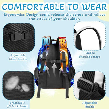 Football Backpack for Kids,School Bookbag Large Capacity Adjustable Bookbag Durable Lighting Multi Pockets School Bag Daypack Travel (Football) - color: Football