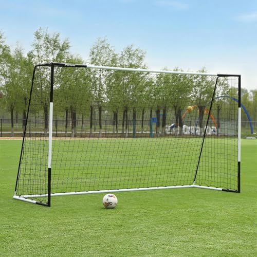 Heavy Duty Soccer Goal 2.6x3|4x6|6x8|6.5x10|6.5x12FT, All-Weather Steel Frame Tool-Free Quick Assembly Football Training Goal, Multi-Size Backyard & Match Equipment with Ground Stakes - size: XL | 198x300cm