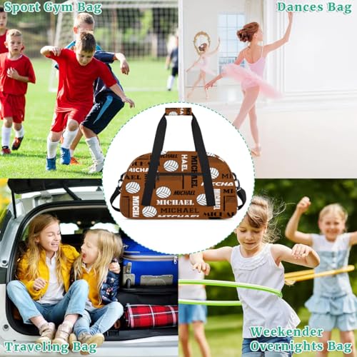Custom Volleyball Gym Bag Duffel Bag for Women Men, Personalized Name Sport Bag Overnight Bags Customized Travel Weekender Bag, Brown - color: Brown