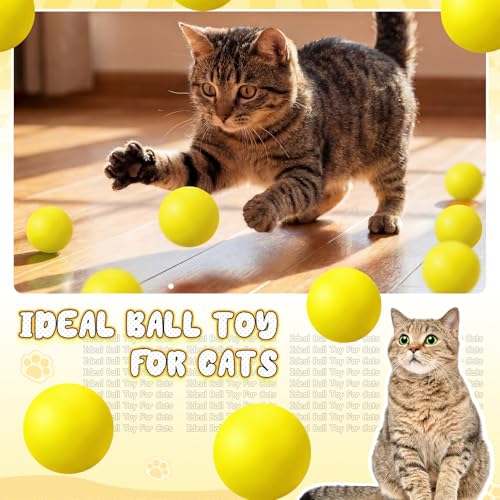 Hoteam 12 Pcs Cat Table Tennis Balls, 1.57 Inch Cat Ball Toys for Indoor Cats, High Bounce Table Tennis Balls, Interactive Bouncy Ball Toy for Kitten Cats Pets Playing Exercising Trainning(Yellow) - color: Yellow