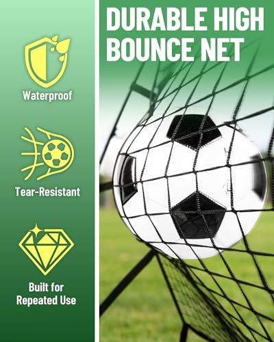 SPOYNAL 2-in-1 Soccer Rebounder with Adjustable Dual-Sided Rebound Board, Soccer Rebounder Net for Passing, Volleys & Ground Drills, Soccer Training Rebound Net for Solo & Team Practice