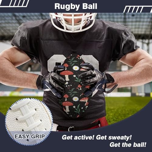 SYtrade Recreational Football Game Footballs PU Composite Leather Footballs for Training Indoor Outdoor - color: Mushroom Daisy Black