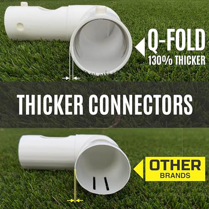 QUICKPLAY Q-Fold Soccer Goal | 30-Second Folding Design for Easy Setup | Portable & Weatherproof uPVC Soccer Goal for Backyard | Durable Post for Adults & Kids - style: 16 x 7'