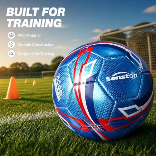 Senston Soccer Ball Size 3 & Size 4 & Size 5 for Kids and Adult Official Match Training Soccer Ball with Pump - color: blue, size: size 5
