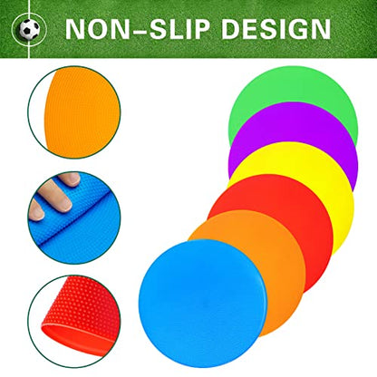 Poly Spot Markers 4 inch/9 inch Non-Slip Rubber Agility Training Markers Floor Dots Flat Field Cones for Football, Soccer, Basketball, School Exercise Drills, Dance Practice - style: 9 inch 36 Pcs (TPE)