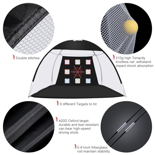 Golf Net, 10 x 7ft Backyard Practice net, Golf Hitting,Driving Net with mat for Indoor/Outdoor - style: Nine Targets