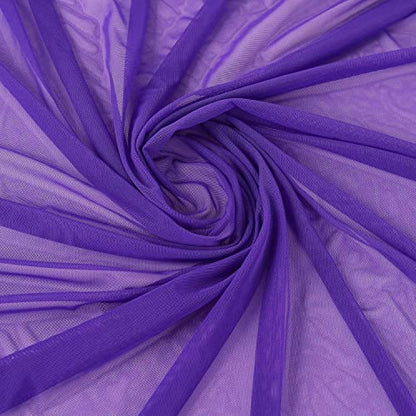 Ultrathin 4-Way Stretch Net Fabric Nylon Spandex Power Mesh Lightweight Sheer 60" Wide, a Continuous 5 Yards (Purple) - color: Purple