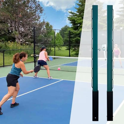 Luwint Square Pickleball Posts, Heavy Duty Steel Outdoor Pickleball Poles with Ground Sleeves, Permanent in Ground Pickleball Net System for Driveway Backyard Court
