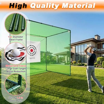 Gagalileo Golf Cage Net with Steel Frame and Target: 10X10X10FT Heavy Duty Practice Net for Backyard Driving & Indoor Driving Range Outdoor Training - style: 10X10X10FT Without Bottom