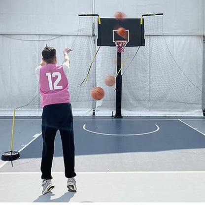 Basketball Hoop Returner Return Attachment Shot NET 4.8mX4.8m Polyester Net Shooting Practice Aid with and - Support