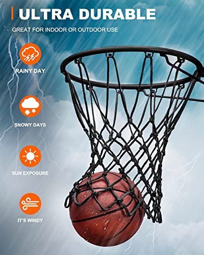 Basketball Net Replacement Heavy Duty, 2023 Professional On-Court Quality, Fits Outdoor Indoor Standard Rim, All Weather Anti Whip - color: Black