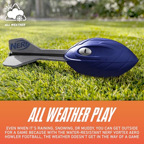 Nerf Vortex Aero Howler Foam Ball – Classic Long-Distance Football - Flight-Optimizing Tail - Hand Grip – Indoor and Outdoor Fun (Blue) - color: Blue