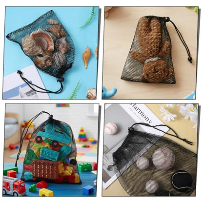 6 Pcs Mesh Drawstring Bag, Golf Ball Bag Nylon Mesh Storage Bags Sports Equipment Organizer Sack for Collecting Half Balls, Tennis, Toys, Beach, Travel