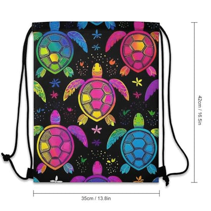 Travel Drawstring Backpack Beam Bag Large Capacity for Volleyball Baseball Sports Equipment Men Women Unisex, Paisley Neon Turtles Bags - color: Picture (357)