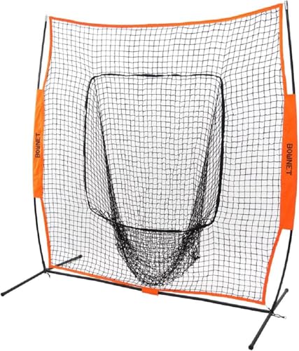 Bownet Big Mouth Replacement Net – Heavy Duty Baseball & Softball Practice Net, Fits Original Frame, Batting & Pitching Training Net - color: Orange, size: 8' x 7.5'