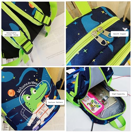 CHERUBIC Kids Toddler Cute Backpack Little Cartoon Travel Lightweight Bag Daypack For 3 Girls Boys (Space) - color: Baby Crocodile, size: Small-12"H