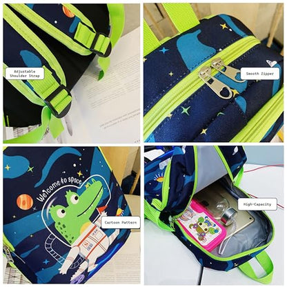 CHERUBIC Kids Toddler Cute Backpack Little Cartoon Travel Lightweight Bag Daypack For 3 Girls Boys (Space) - color: Baby Crocodile, size: Small-12"H