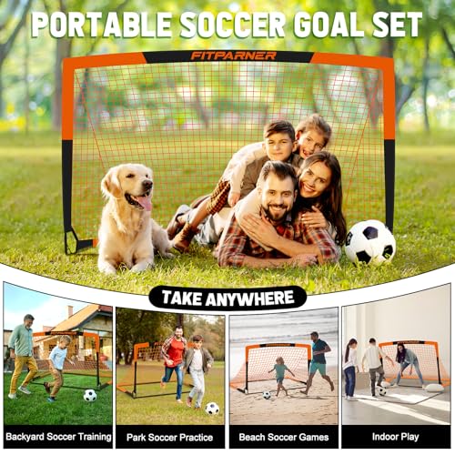Kids Soccer Goals for Backyard Set - 2 Pack of Portable Pop Up Soccer Nets with Ball,Cones,Complete Training Equipment Kit for Toddler,Youth,Kids Age 3-14,Outdoor Sports Game