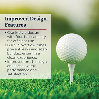 Standard Golf Classic Ball Washer - 4 Ball Capacity Golf Ball Cleaner | Improved Brush Design, Available in 7 Colors, Crank Style with Built-in Overflow Tubes | Perfect for Club Courses, Pros, & Home - color: Brown