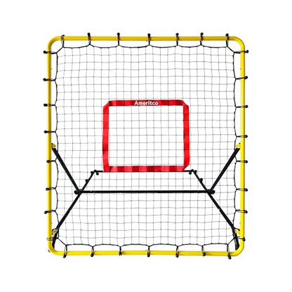 Baseball & Softball Rebounder Net, 4x4.5 Ft Pitching and Fielding Rebounder net, Baseball Bounce Back Trainer Pro with 4 Adjustable Angles and 4 Rubber Feets