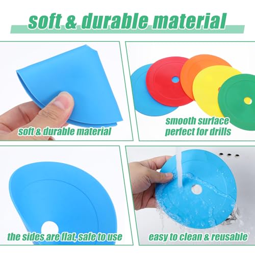 40 Pcs 6 inch Flat Cones Spot Markers Non-Skid Floor Hole Soccer Cones Field Court Spot Markers Flat Discs Soccer Training Equipment for Football Sports Speed Agility Practice