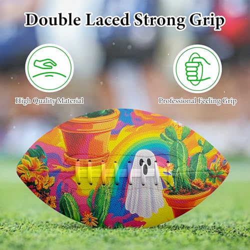 American Football, Official Size 11.9 x 7.3 Inch, Premium Composite Leather High-Grip Ball with Pro-Style Lacing, Unique Prints for Training, Games & Gifts - color: Ghost Cactus