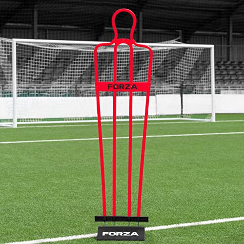 FORZA 6ft Airflow Soccer Mannequin | Wind-Resistant Free Kick Training Dummy for Coaching Drills & Shooting Practice | Shatterproof PVC with Ground Spikes & Optional Base - Pack of 1 or 3 - color: Red, size: Pack of 1, style: With Bases