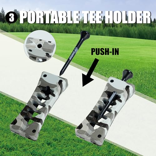 SANDIAN, All-in-1 Value Pak, Adjustable Golf Tee Height Setter with Divot Tool, Genuine Carbon Fiber Made Pitchfork, Super Lightweight, T800 Ball Marker, Hat Clip, Tees, Leather Holster, Zipper Case - color: Camouflage Full
