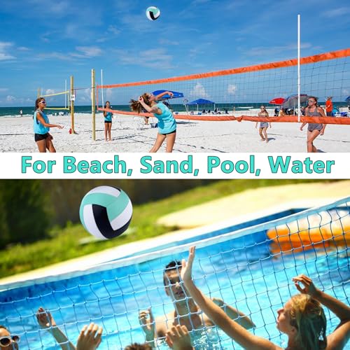 6 Pack Volleyballs Official Size 5, Waterproof Soft Bulk Recreational Volley Balls with Pump and Net Bag for Indoor Outdoor Beach Sand Water Pool Game Training Match for Beginner