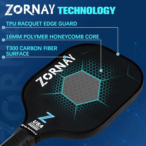 T300 Pickleball Paddles,16mm Pickleball Paddles Set of 2, USAPA Approved Carbon Lightweight Pickle Ball Rackets, Pickle Ball Racket Gift for Beginners, Men, Women, Couple