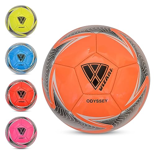 VIZARI Odyssey Soccer Ball | Durable and Firm Youth Soccer Ball | Junior Soccer Ball with Premium TPU Casing | Outdoor Soccer Ball for Boys & Girls (Pack of 1, 6 & 12) - color: Orange/Grey, size: 4