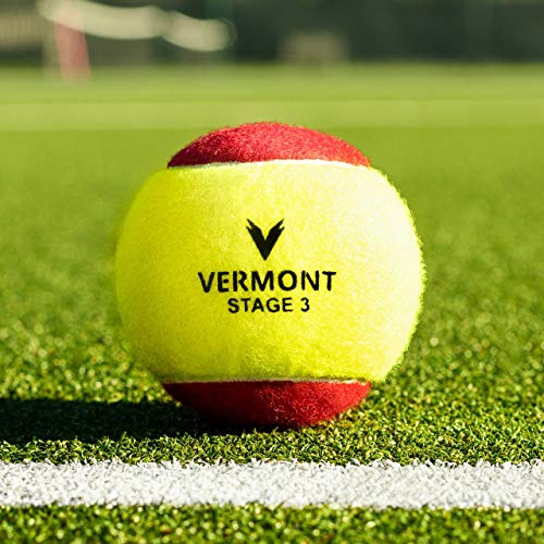 Vermont Mini Red Tennis Balls [Stage 3] | ITF Approved 36-Ball Bucket – All Court Surfaces