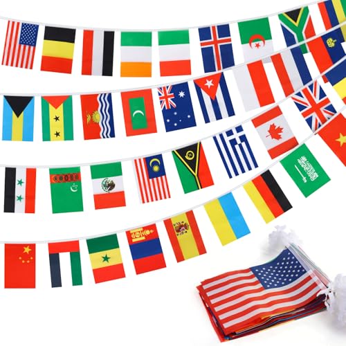 100 Countries String Flag, 98 Ft World Cup Decoration Flag Banner, National Bunting Flags for World Cup Party, Sports Game Events Indoor or Outdoor, Olympic, Grand Opening
