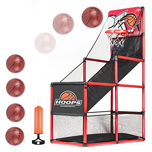 Kids Arcade Basketball Game Set with 5 Inflatable Balls,Indoor Outdoor Sports Toys,Basketball Hoop for Kids,Children's Basketball Stand,Easy Set Up Ideal for Games and Competition