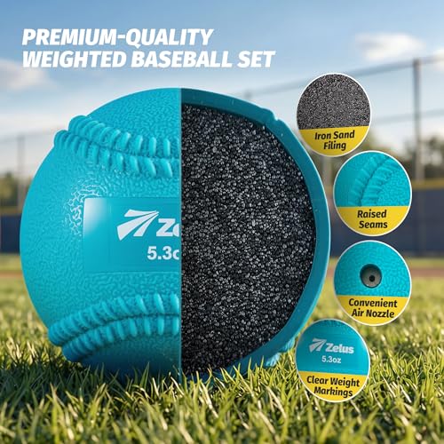 ZELUS Weighted Baseball Set with Seams for Hitting Pitching, Plyometric Baseballs with Carry Bag, Variable Weighted Balls for All Skill Levels - color: Foundation Training(6 Pack)