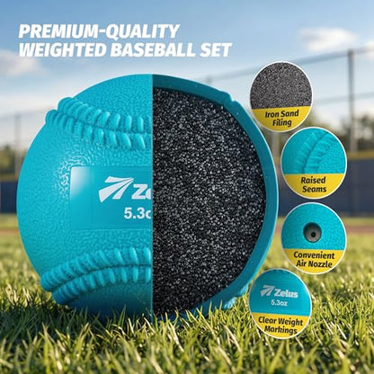 ZELUS Weighted Baseball Set with Seams for Hitting Pitching, Plyometric Baseballs with Carry Bag, Variable Weighted Balls for All Skill Levels - color: Foundation Training(6 Pack)