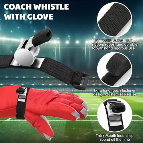 RoundFunny 2 Pieces Sports Coach Whistle with Strap Metallic Loud Official Hockey Football Soccer Referee Whistle with Rubber Sleeve for Coaches Polices Referees