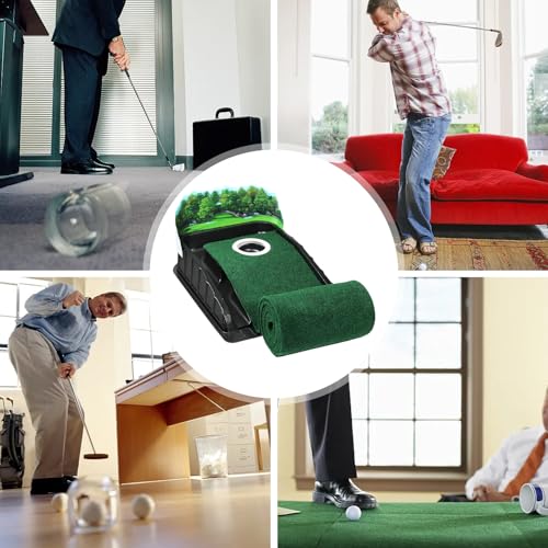 golfPutting Mat - Indoor Outdoor Training Aid, Automatic Ball Return Track | Multifunctional Tiny golfPractice Mat for Enthusiasts Lovers Mini Games Home Offices Skill Improvement Fun Challenge