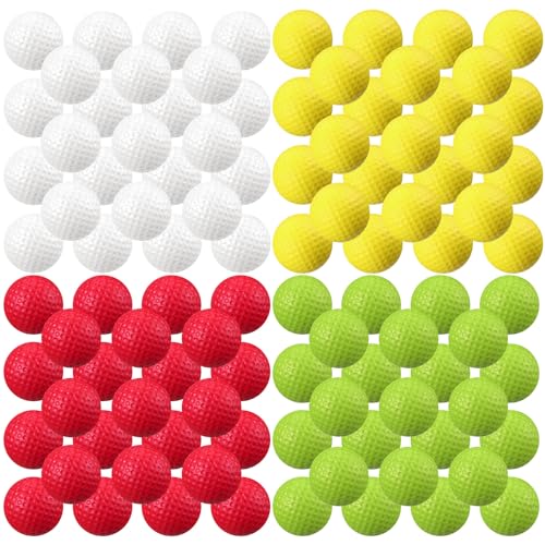 Junkin 80 Pcs Foam Golf Balls Practice Balls Realistic Feel and Flight Sport Training for Indoor or Outdoor Backyard Golf Training - color: Red, Yellow, White, Green