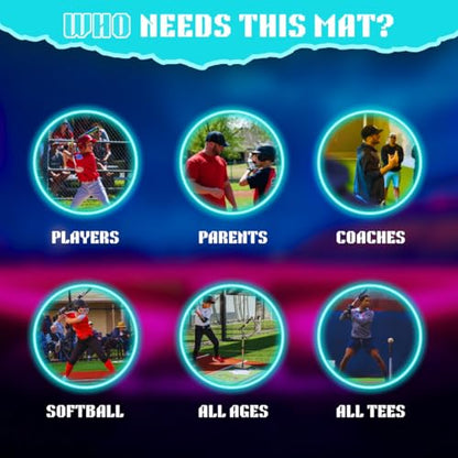 Attack Mat - Premium Batting Mat for Baseball & Softball Practice, Baseball Hitting Mat with Optimal Contact Point, Tee, and Foot Placement Placement Guide. Ideal for Hitting Instructors. - style: Attack Mat Black