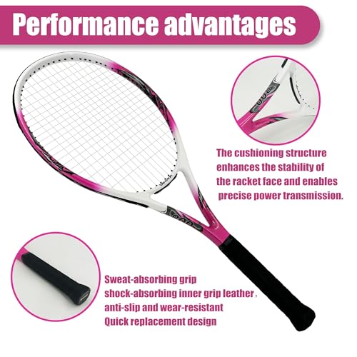 Senston Tennis Rackets for Adults 27 inch Tennis Racquets - 2 Player Tennis Racket Set with 3balls,2 Grips, 2 Vibration Dampers