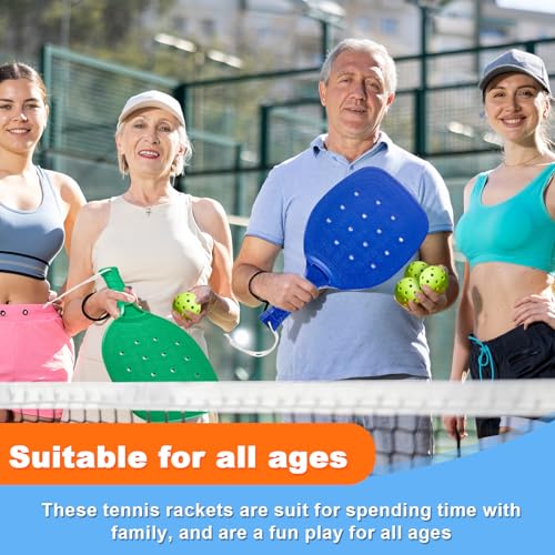 Seenelling Plastic Paddleball Racket PE Equipment for Elementary School with Lanyard Classes Equipment, 15.2 x 7.5 Inches - color: Yellow Orange Purple Red Blue Green