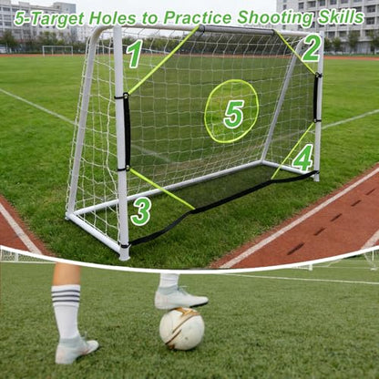 Soccer Goal Target Net with 7 Bright Scoring Target Zones,Soccer Shooting Training Aid, Soccer Training Equipment Accessory (Target net only,Soccer Goal Not Included) - size: 6*4
