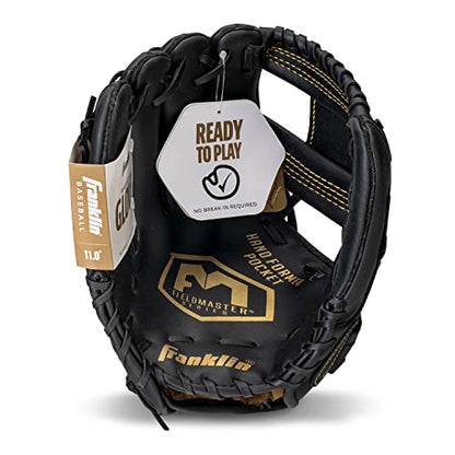Franklin Sports Field Master Baseball + Softball Glove - Field Master Adult + Youth Baseball + Softball Mitt - Men's + Women's Gloves - Right Hand Throw - color: Black/Gold, style: 11" - I Web