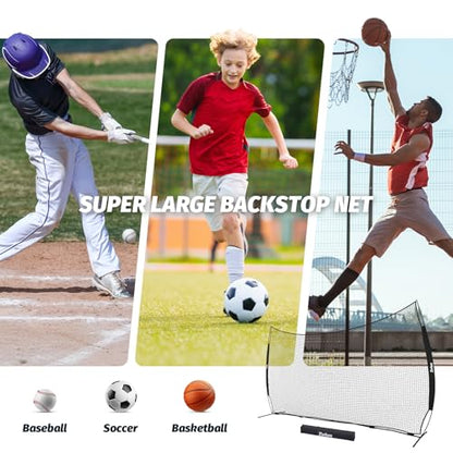 12x9ft / 16x10ft Barricade Backstop Net, Ball Sports Barrier, Practice Net for Baseball, Softball, Lacrosse, Soccer, Basketball and More - style: 12x9 ft - Black