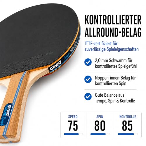GEWO Rave Speed Pre-Table Tennis Racket Set