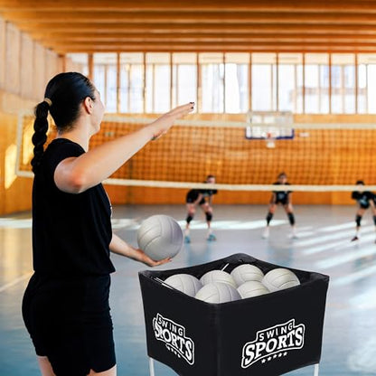 Swing Sports Portable Ball Cart on Wheels - 40 x 24in Volleyball Cart with Wheels Equipment Storage Ball Caddy