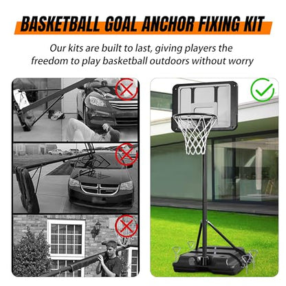 RunNico Basketball Goal Anchor, Heavy Duty Basketball Hoop Tie Down Kit, Court Setup Ground Stakes with Adjustable Straps for Basketball Mounting Trampoline Swing Tent - color: 1 set