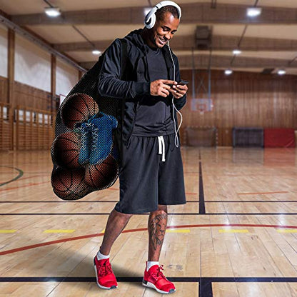 BROTOU Extra Large Sports Ball Bag Mesh, Basketball Bags Team Balls, Adjustable Shoulder Strap, Ball Bags for Holding Soccer, Football, Volleyball, Swimming Gear (30” x 40”) - color: 2PCS